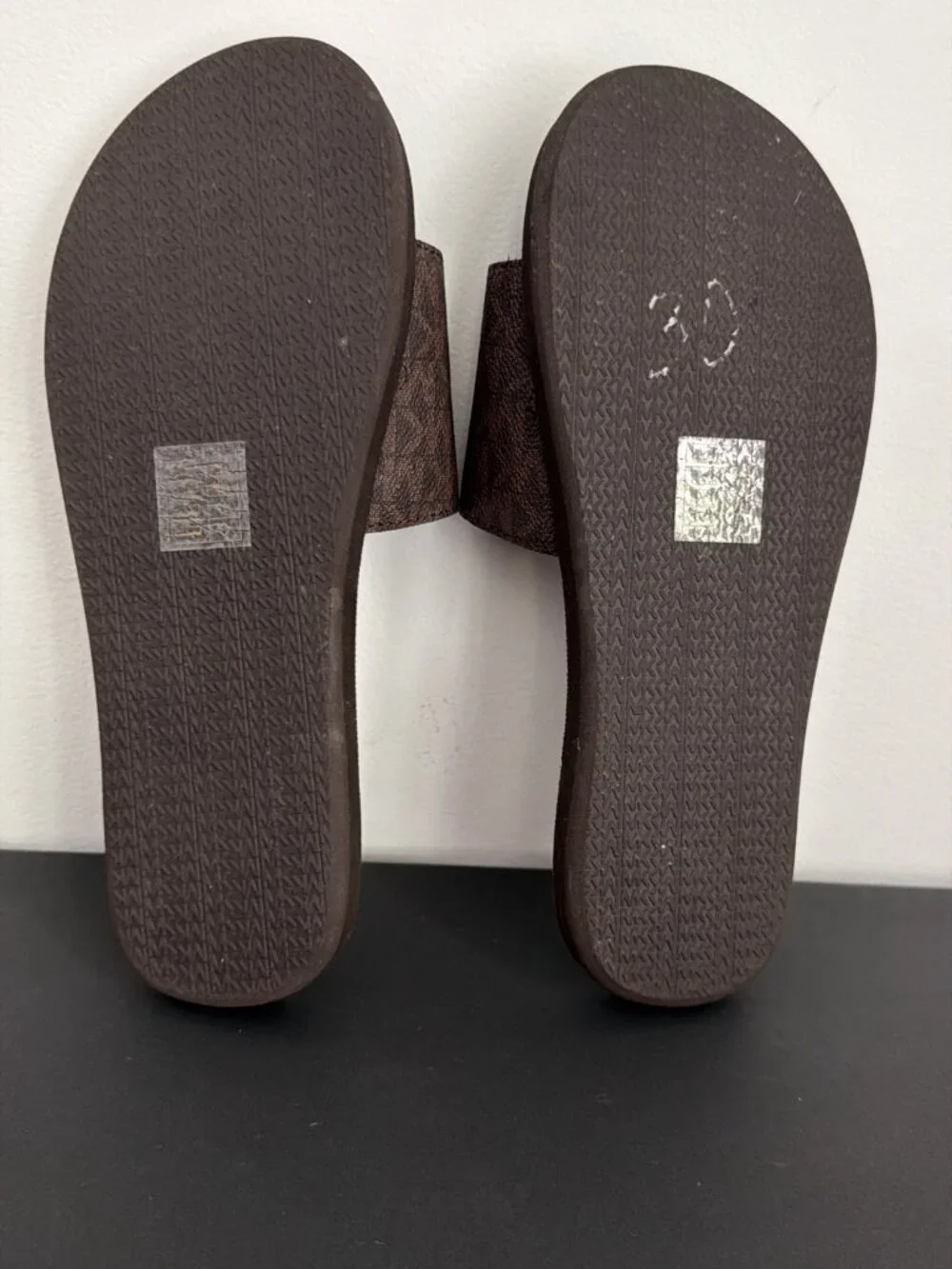 Michael Kors Brown MK Logo Slide Sandals